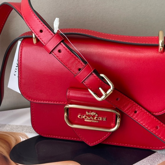 (new+card) Coach Morgan crossbody adjustable strap bag red size 7.25 x 5.25 inch - Picture 6 of 13